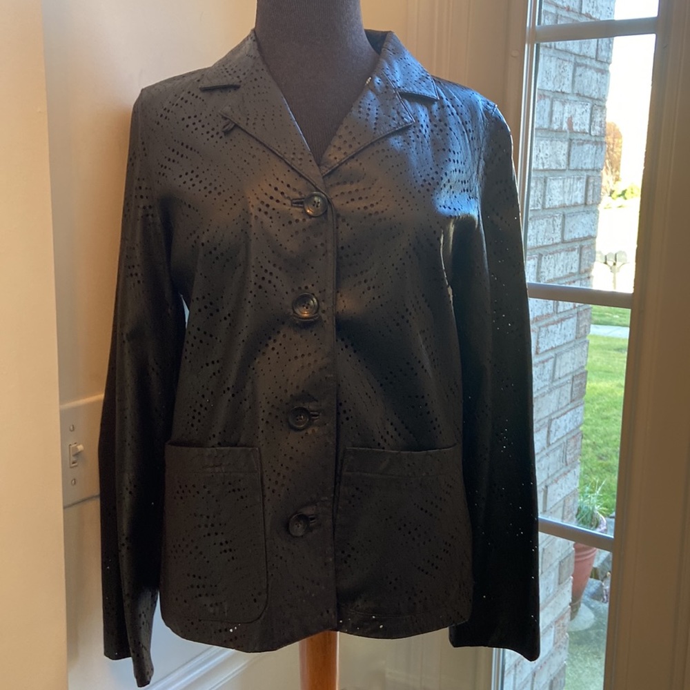 Etcetera Laser Cut Leather Jacket - image 3